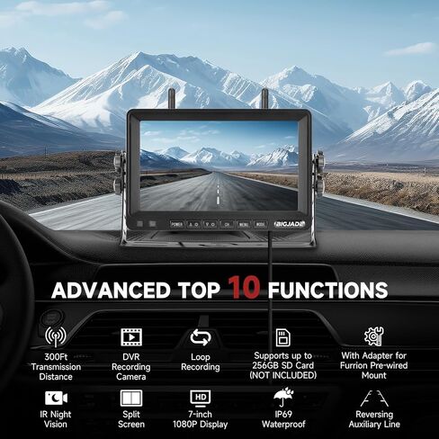 Wireless Backup Camera - Rv Backup Camera with HD 7" Monitor - Dual Back Up Camera Systems for Truck - IP69 Waterproof Rv Camera with DVR, Night Vision for Rv, Truck, Trailer and Camper in Kuwait