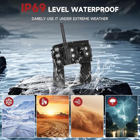 Wireless Backup Camera - Rv Backup Camera with HD 7" Monitor - Dual Back Up Camera Systems for Truck - IP69 Waterproof Rv Camera with DVR, Night Vision for Rv, Truck, Trailer and Camper in Kuwait