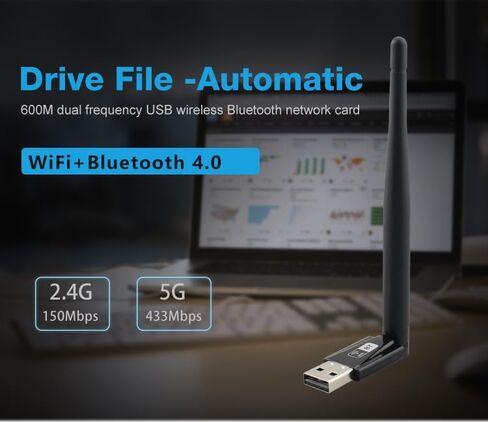 محول واي فاي USB لاسلكي JAPOO RTL8821CU لأجهزة الكمبيوتر المكتبية والكمبيوتر المحمول، واي فاي + BT4.0 600 ميجابت في الثانية بنطاق مزدوج 3.5dBi هوائي 5G/2.4G WiFi، يدعم Win XP/7/8/10 (مع هوائي) in Kuwait