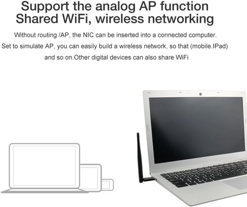 محول واي فاي USB لاسلكي JAPOO RTL8821CU لأجهزة الكمبيوتر المكتبية والكمبيوتر المحمول، واي فاي + BT4.0 600 ميجابت في الثانية بنطاق مزدوج 3.5dBi هوائي 5G/2.4G WiFi، يدعم Win XP/7/8/10 (مع هوائي) in Kuwait