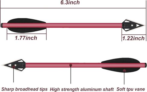 Mini Crossbow Bolts Aluminium Crossbow Arrows 6.3" Sharp Broadhead Tips Hunting Arrows for 50-80lbs Mini Crossbow Archery Pistol-Hunting Shooting Target Practice in Saudi Arabia