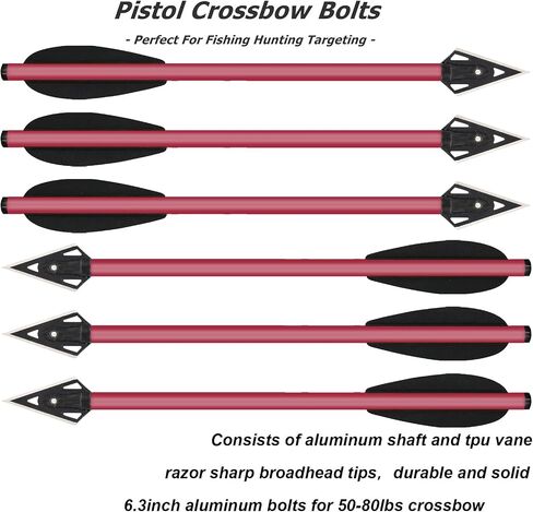 Mini Crossbow Bolts Aluminium Crossbow Arrows 6.3" Sharp Broadhead Tips Hunting Arrows for 50-80lbs Mini Crossbow Archery Pistol-Hunting Shooting Target Practice in Saudi Arabia