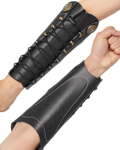 TOPARCHERY Handmade Leather Arm Guards Bow Hand Shooting Glove Adjustable for Hunting Shooting Arm Protector Wristband Gauntlet Unisex Medieval Bracer in Kuwait