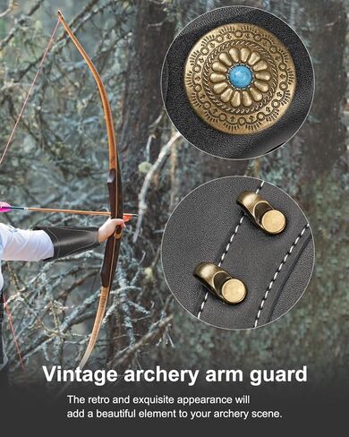 TOPARCHERY Handmade Leather Arm Guards Bow Hand Shooting Glove Adjustable for Hunting Shooting Arm Protector Wristband Gauntlet Unisex Medieval Bracer in Kuwait
