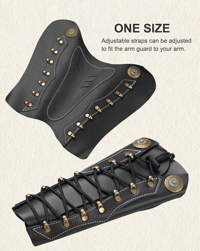 TOPARCHERY Handmade Leather Arm Guards Bow Hand Shooting Glove Adjustable for Hunting Shooting Arm Protector Wristband Gauntlet Unisex Medieval Bracer in Kuwait