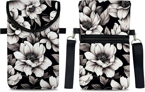 النيوبرين الهاتف الخليوي كم الحقيبة حقيبة مع حزام Crossbody الرقبة الحبل للنساء 7.5 × 4.3 في الزهور الملونة in Saudi Arabia