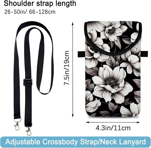 النيوبرين الهاتف الخليوي كم الحقيبة حقيبة مع حزام Crossbody الرقبة الحبل للنساء 7.5 × 4.3 في الزهور الملونة in Saudi Arabia