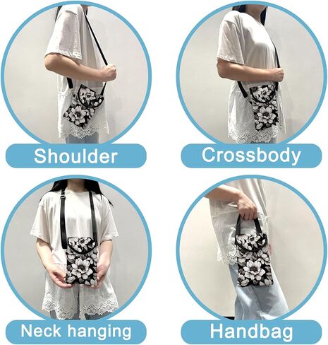 النيوبرين الهاتف الخليوي كم الحقيبة حقيبة مع حزام Crossbody الرقبة الحبل للنساء 7.5 × 4.3 في الزهور الملونة in Saudi Arabia