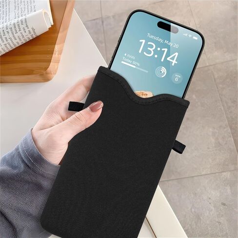 HAQuke Men Women Phone Sleeve Pouch Case Bag with Crossbody Strap/Neck Lanyard for iPhone 17/16/15 Pro Max, Air, 16/15 Plus, 16e; Black in Saudi Arabia