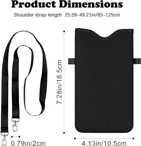 HAQuke Men Women Phone Sleeve Pouch Case Bag with Crossbody Strap/Neck Lanyard for iPhone 17/16/15 Pro Max, Air, 16/15 Plus, 16e; Black in Saudi Arabia