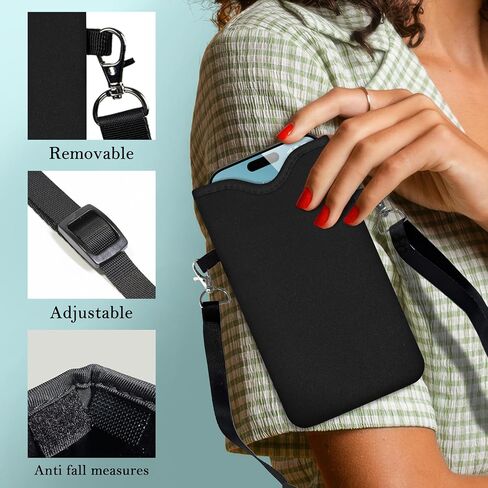 HAQuke Men Women Phone Sleeve Pouch Case Bag with Crossbody Strap/Neck Lanyard for iPhone 17/16/15 Pro Max, Air, 16/15 Plus, 16e; Black in Saudi Arabia