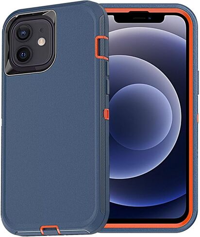 حافظة YmhxcY لهاتف iPhone 12 mini / 13 mini، مقاومة للصدمات والسقوط والغبار ومضادة للسقوط 3 في 1، حافظة هاتف متينة لحماية شديدة التحمل لهاتف Apple iPhone 12 mini/13 mini 5.4 بوصة أزرق/برتقالي in Kuwait
