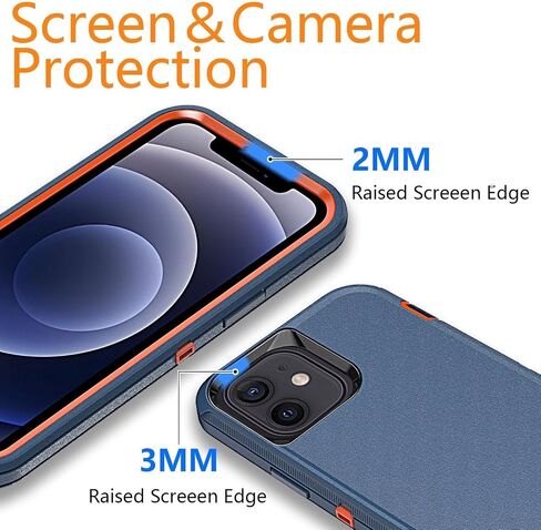 حافظة YmhxcY لهاتف iPhone 12 mini / 13 mini، مقاومة للصدمات والسقوط والغبار ومضادة للسقوط 3 في 1، حافظة هاتف متينة لحماية شديدة التحمل لهاتف Apple iPhone 12 mini/13 mini 5.4 بوصة أزرق/برتقالي in Kuwait