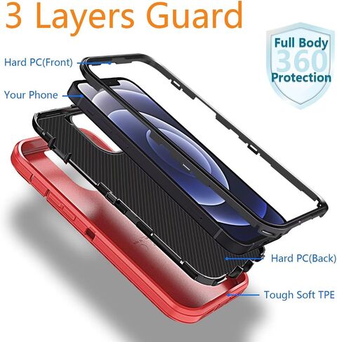 YmhxcY for iPhone 12 mini / 13 mini Case Shockproof Dropproof Dust-Proof Drop Proof 3-in-1 Durable Phone Case Heavy Duty Protection Phone Case Cover for Apple iPhone 12 mini/13 mini 5.4" Blue/Orange in Saudi Arabia