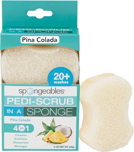 Spongeables Pedi-Scrub Foot Buffer Contains Shea Butter and Tea Tree Oil Exfoliating with Heel & Pedicure Paraben- and Cruelty-Free, Coconut Colada, 20+ Washes, 1 Count in Saudi Arabia