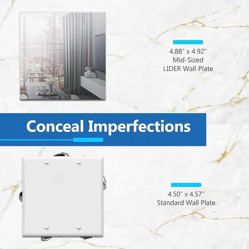 LIDER Blank Wall Plate, Temperature and Impact Resistant, UL Listed, Polycarbonate Thermoplastic, Screwless Design, Matte Finish, Modern Upgrade, Midsize, 1-Gang, 4.88" x 3.11", White, 10 Pack in Saudi Arabia