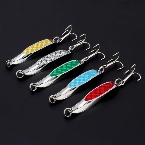 5pcs Fishing Lures Fishing Spoon, Spinning Spoon Hard Metal Spinner Baits Spinnerbait for Trout Bass Lures in Saudi Arabia