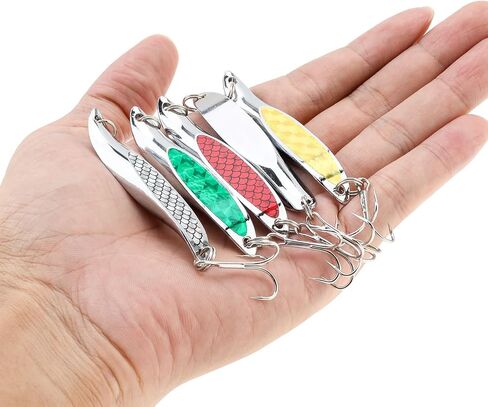 5pcs Fishing Lures Fishing Spoon, Spinning Spoon Hard Metal Spinner Baits Spinnerbait for Trout Bass Lures in Saudi Arabia