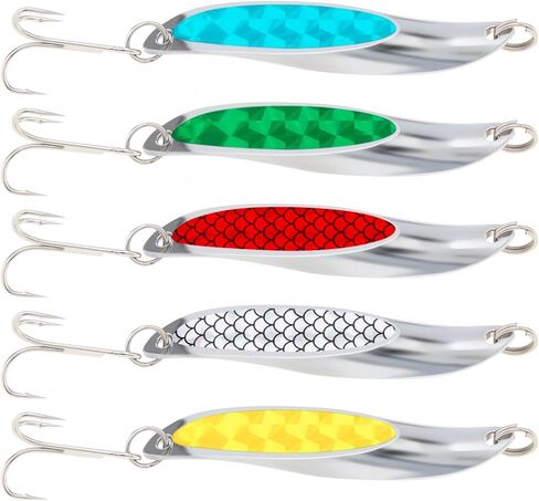 5pcs Fishing Lures Fishing Spoon, Spinning Spoon Hard Metal Spinner Baits Spinnerbait for Trout Bass Lures in Saudi Arabia