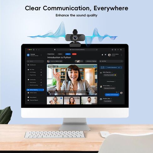 كاميرا ويب USB بدقة 1080 بكسل مع ميكروفونات مزدوجة وغطاء للخصوصية، وكاميرا كمبيوتر تعمل بالتوصيل والتشغيل ذات التركيز التلقائي، وزاوية واسعة، وإضاءة منخفضة، ومشبك قابل للتعديل وحامل ثلاثي القوائم مقاس 1/4 بوصة؛ للتكبير/الفرق/Google Meet/OBS على Windows/Ma in Saudi Arabia