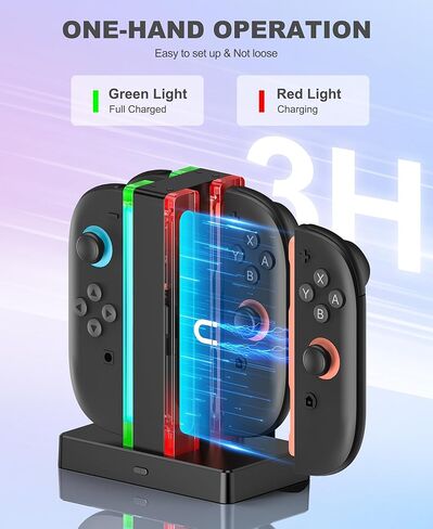 قاعدة شحن Switch 2 Joycon متوافقة مع وحدة تحكم Playstation 3 مع كابل شحن USB C، مفتاح مغناطيسي 4 في 1، ملحقات شاحن 2 مع مؤشر LED in Kuwait