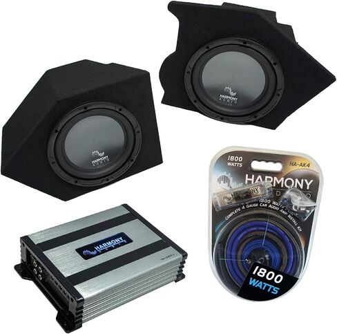 Harmony Audio Compatible with 1993-2002 Chevy Camaro Coupe Rear Pocket Harmony Bundle R104 Dual 10" Sub Box & HA-A400.1 in Saudi Arabia