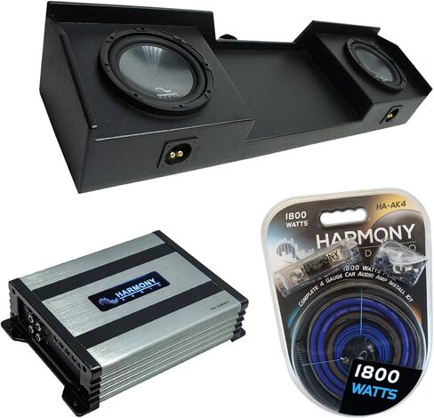 Harmony Audio Compatible with 1999-2006 Chevy Silverado Extended Truck Harmony Bundle R104 Dual 10" Rhino Sub Box & HA-A400.1 in Saudi Arabia