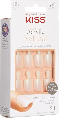 Kiss Salon Acrylic Nude Nails, KAN03, 28 Count in Kuwait