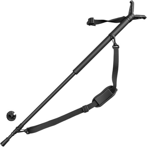 HUNTPAL Shooting Stick Hunting Monopod Gun Rifle Shooting Rest with 360° Swivel Yoke, Matt Aluminum 33"-75" Trekking Hiking Pole Walking Stick Stand with Integrated Spike Feet and Carry Shoulder Strap in Kuwait