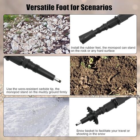 HUNTPAL Shooting Stick Hunting Monopod Gun Rifle Shooting Rest with 360° Swivel Yoke, Matt Aluminum 33"-75" Trekking Hiking Pole Walking Stick Stand with Integrated Spike Feet and Carry Shoulder Strap in Kuwait