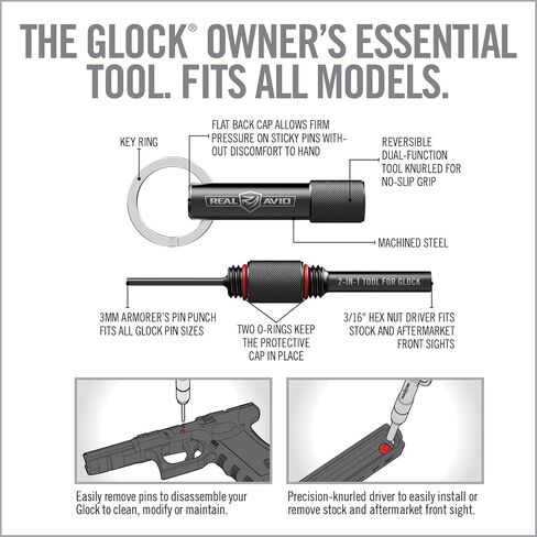 ملحقات Real Avid Glock - اختر بين أداة 2 في 1، أو أداة 4 في 1 أو حزمة Pro لـ Glock (تتميز بساط المسدس، ومجموعة تنظيف الأدوات 2 في 1 وأداة Mag) in Saudi Arabia
