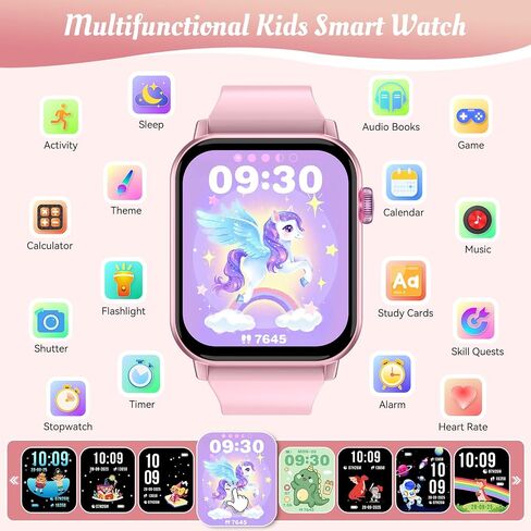 Smart Watch for Kids, 12 Puzzle Games HD Touch Screen Watches, Step Counter, Heart Rate and Sleep Monitor, Flashlight, Music Player,12/24 hr Educational Toys Birthday Gifts for Girls Ages 6-12 (Pink) in Saudi Arabia