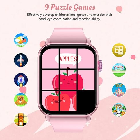 Smart Watch for Kids, 12 Puzzle Games HD Touch Screen Watches, Step Counter, Heart Rate and Sleep Monitor, Flashlight, Music Player,12/24 hr Educational Toys Birthday Gifts for Girls Ages 6-12 (Pink) in Saudi Arabia