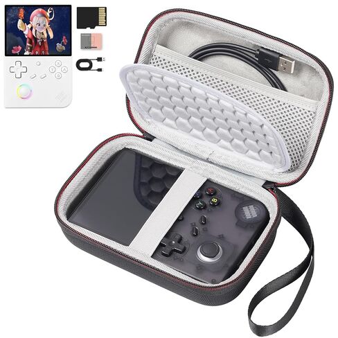Growalleter Hard Case for RG40XX V Retro Handheld Game Console, RG40XXV Case Internal Mesh Pocket for Storing Game Cards, Data Cables (Black&Gray) in Kuwait