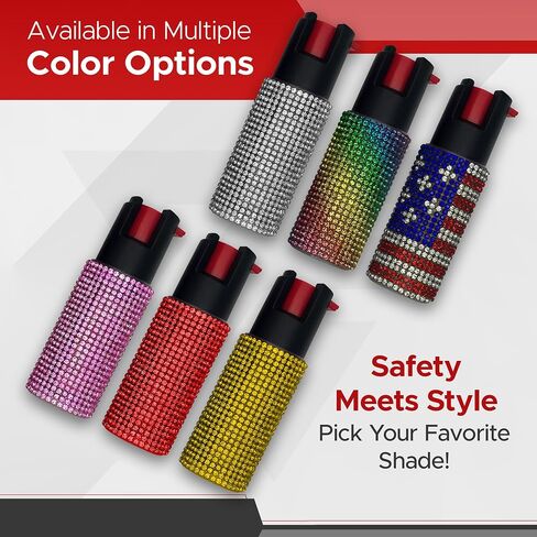FURY Rhinestone Pepper Spray -12Ft Range, Max Strength, UV Dye Identifier, Anti-Leak & Anti-Misfire, Slidetop Trigger Key Ring, Multiple Color Options, Self-Defense Spray in Saudi Arabia