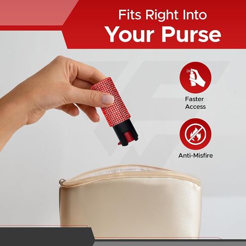 FURY Rhinestone Pepper Spray -12Ft Range, Max Strength, UV Dye Identifier, Anti-Leak & Anti-Misfire, Slidetop Trigger Key Ring, Multiple Color Options, Self-Defense Spray in Saudi Arabia