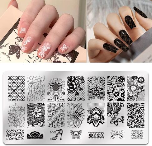 Biutee Nail Stamping Plates 5PCS Nail Stamping Polish Gel 8PCS Nail Stamper Set 1 Double Head Stampers with Scrapers Nail Art Stamping Kit Leaves Flowers Animal Template Image Plate in Saudi Arabia