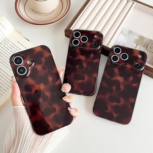 متوافق مع جراب iPhone 17 Pro Max، غطاء سلحفاة أنيق بطبعة جلد الفهد باللون البني الكهرماني، جراب واقٍ كلاسيكي ناعم من مادة TPU للنساء متوافق مع iPhone 17 Pro Max 6.9 بوصة، اللون 2 in Kuwait