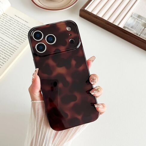 متوافق مع جراب iPhone 17 Pro Max، غطاء سلحفاة أنيق بطبعة جلد الفهد باللون البني الكهرماني، جراب واقٍ كلاسيكي ناعم من مادة TPU للنساء متوافق مع iPhone 17 Pro Max 6.9 بوصة، اللون 2 in Kuwait