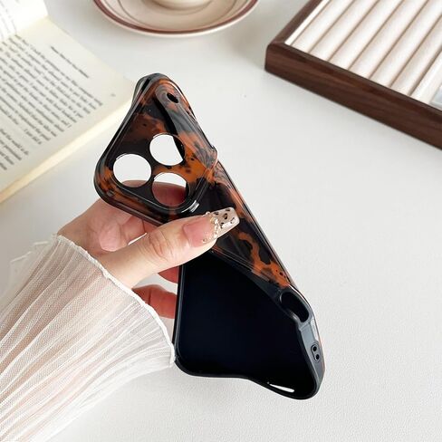متوافق مع جراب iPhone 17 Pro Max، غطاء سلحفاة أنيق بطبعة جلد الفهد باللون البني الكهرماني، جراب واقٍ كلاسيكي ناعم من مادة TPU للنساء متوافق مع iPhone 17 Pro Max 6.9 بوصة، اللون 2 in Kuwait