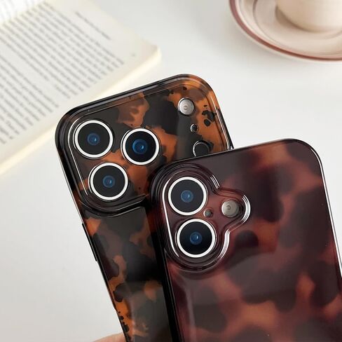 متوافق مع جراب iPhone 17 Pro Max، غطاء سلحفاة أنيق بطبعة جلد الفهد باللون البني الكهرماني، جراب واقٍ كلاسيكي ناعم من مادة TPU للنساء متوافق مع iPhone 17 Pro Max 6.9 بوصة، اللون 2 in Kuwait