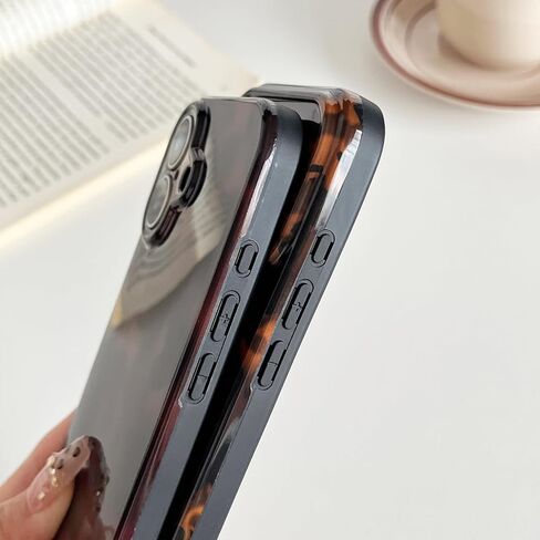 متوافق مع جراب iPhone 17 Pro Max، غطاء سلحفاة أنيق بطبعة جلد الفهد باللون البني الكهرماني، جراب واقٍ كلاسيكي ناعم من مادة TPU للنساء متوافق مع iPhone 17 Pro Max 6.9 بوصة، اللون 2 in Kuwait