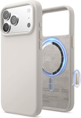 حافظة elago لهاتف iPhone 17 Pro Max، حافظة سيليكون مغناطيسية ممتازة، متوافقة مع MagSafe، مادة السيليكون السائل، غطاء واقٍ، مقاوم للصدمات، هاتف نحيف، 6.9 بوصة (حجري) in Saudi Arabia