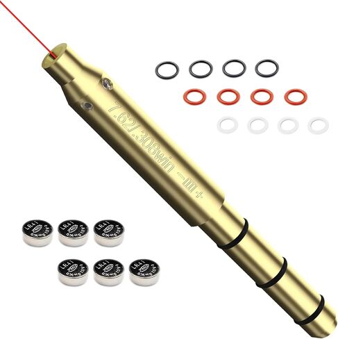 جهاز Boresighter بالليزر الأحمر لـ .22LR/9mm/.38spl/.308/.45ACP Cal، رؤية تجويف الليزر للأسطوانة النهائية، رؤية برميل الليزر أكثر سهولة في الملاءمة ودقة للمسدسات وبنادق الهواء للصيد in Kuwait