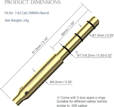 جهاز Boresighter بالليزر الأحمر لـ .22LR/9mm/.38spl/.308/.45ACP Cal، رؤية تجويف الليزر للأسطوانة النهائية، رؤية برميل الليزر أكثر سهولة في الملاءمة ودقة للمسدسات وبنادق الهواء للصيد in Kuwait