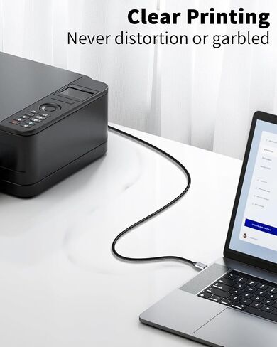 كابل طابعة Danfetsoy USB C إلى USB B بطول 10 أقدام، كابل USB B ذكر إلى USB C ذكر مناسب للطابعة، الماسح الضوئي، جهاز الفاكس، وحدة تحكم DJ، إلخ (3 متر/10 أقدام) in Kuwait