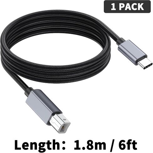 كابل طابعة Danfetsoy USB C إلى USB B بطول 10 أقدام، كابل USB B ذكر إلى USB C ذكر مناسب للطابعة، الماسح الضوئي، جهاز الفاكس، وحدة تحكم DJ، إلخ (3 متر/10 أقدام) in Kuwait