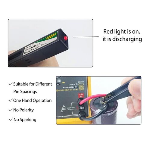 1000V Capacitor Discharge Pen, High Voltage Electronic Discharge Tool with LED Indicator, Compact, Ergonomic, Polarity-Free, Fast Discharging, Safe for Capacitor Maintenance & Repairs in Saudi Arabia