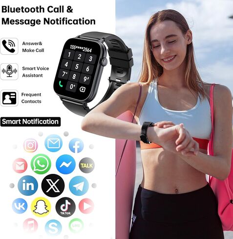 OUKITEL Smart Watch for Men Women, 1.83" HD Touchscreen Fitness Tracker, Bluetooth Notifications/Calls, IP68 Waterproof, 100+ Sport Modes, 24/7 Heart Rate & Sleep Monitor for iPhone Android iOS in Kuwait