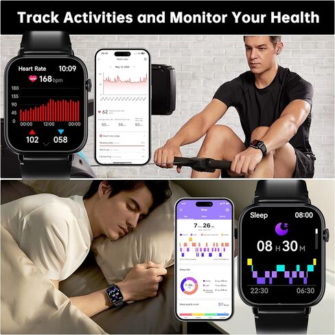 OUKITEL Smart Watch for Men Women, 1.83" HD Touchscreen Fitness Tracker, Bluetooth Notifications/Calls, IP68 Waterproof, 100+ Sport Modes, 24/7 Heart Rate & Sleep Monitor for iPhone Android iOS in Kuwait